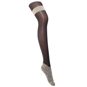 黑色透肤蕾丝连裤袜